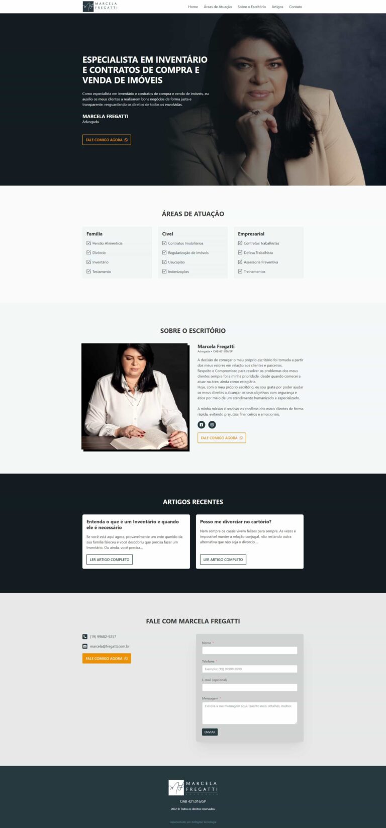 Site Advogada Marcela Fregatti