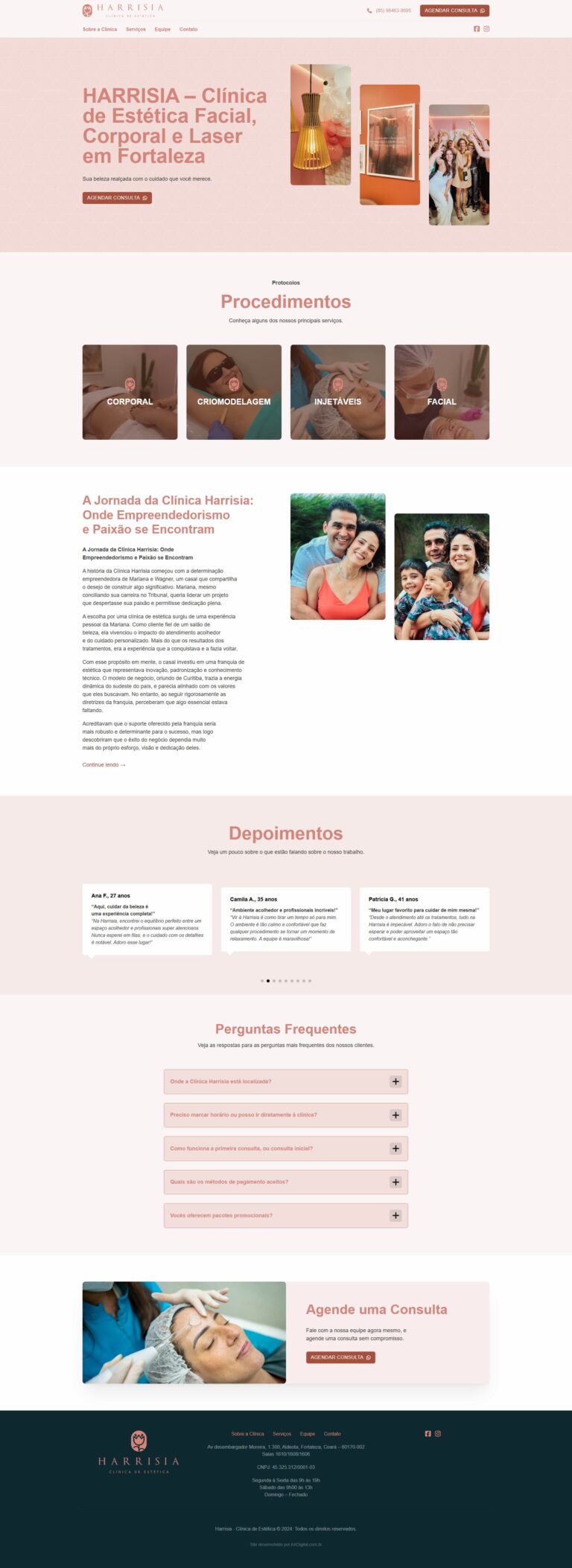 Website Harrisia Clínica de Estética